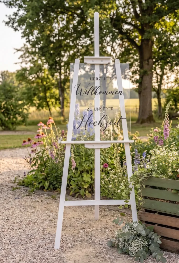 Acrylschild "Willkommen zu unserer Hochzeit"